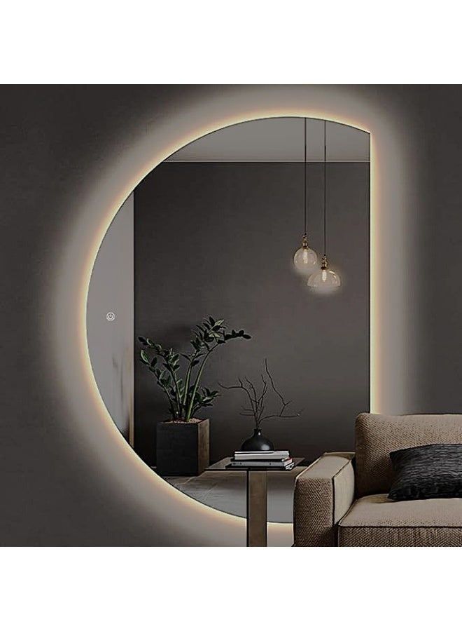 Vphom Premium D-Shaped LED Backlit Mirror (150x105cm)  Large Half-Moon Wall-Mounted Smart Vanity Mirror with Touch Sensor & 3 Dimmable Color Modes – Modern HD Mirror for Bathroom, Bedroom & Dressing Room - Image 1